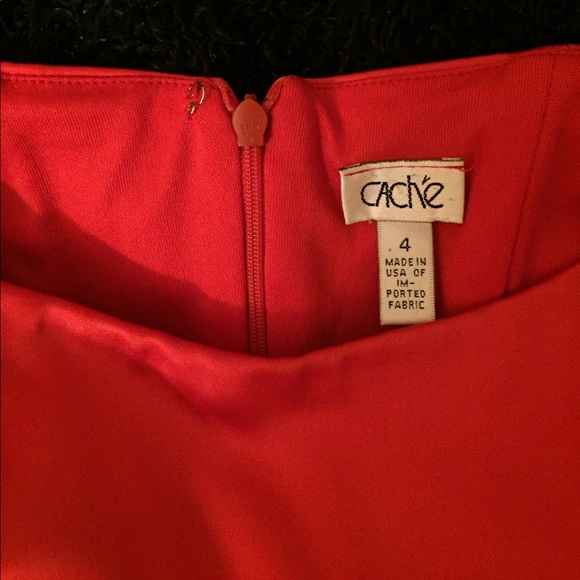 Cache Cocktail Satin Halter Top Dress Red - Picture 7 of 8